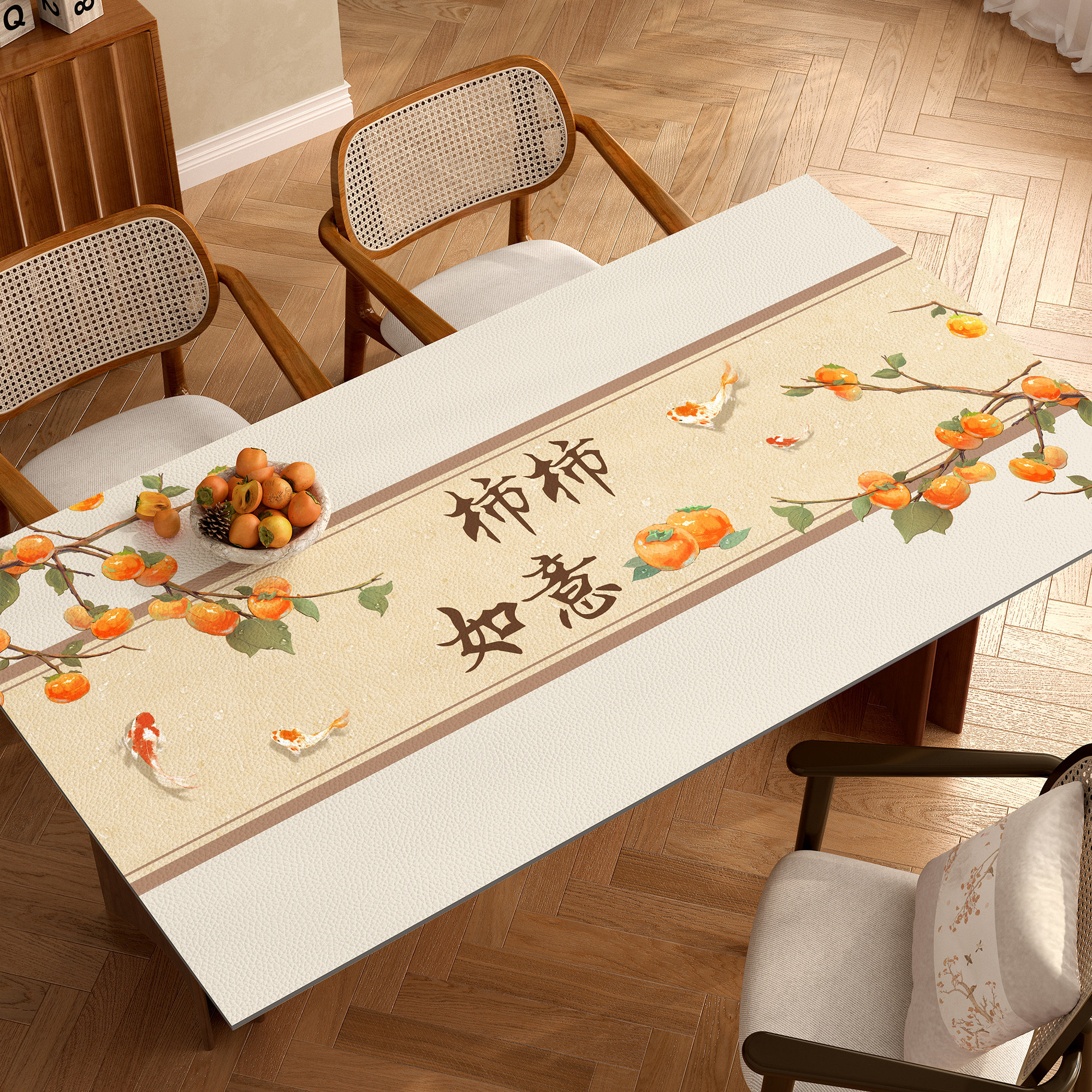 新中式餐桌垫防水防油防烫免洗桌布轻奢高级感长方形隔热茶几桌垫,居家布艺,桌布,淘宝优惠券,粉丝福利购,淘宝优惠卷