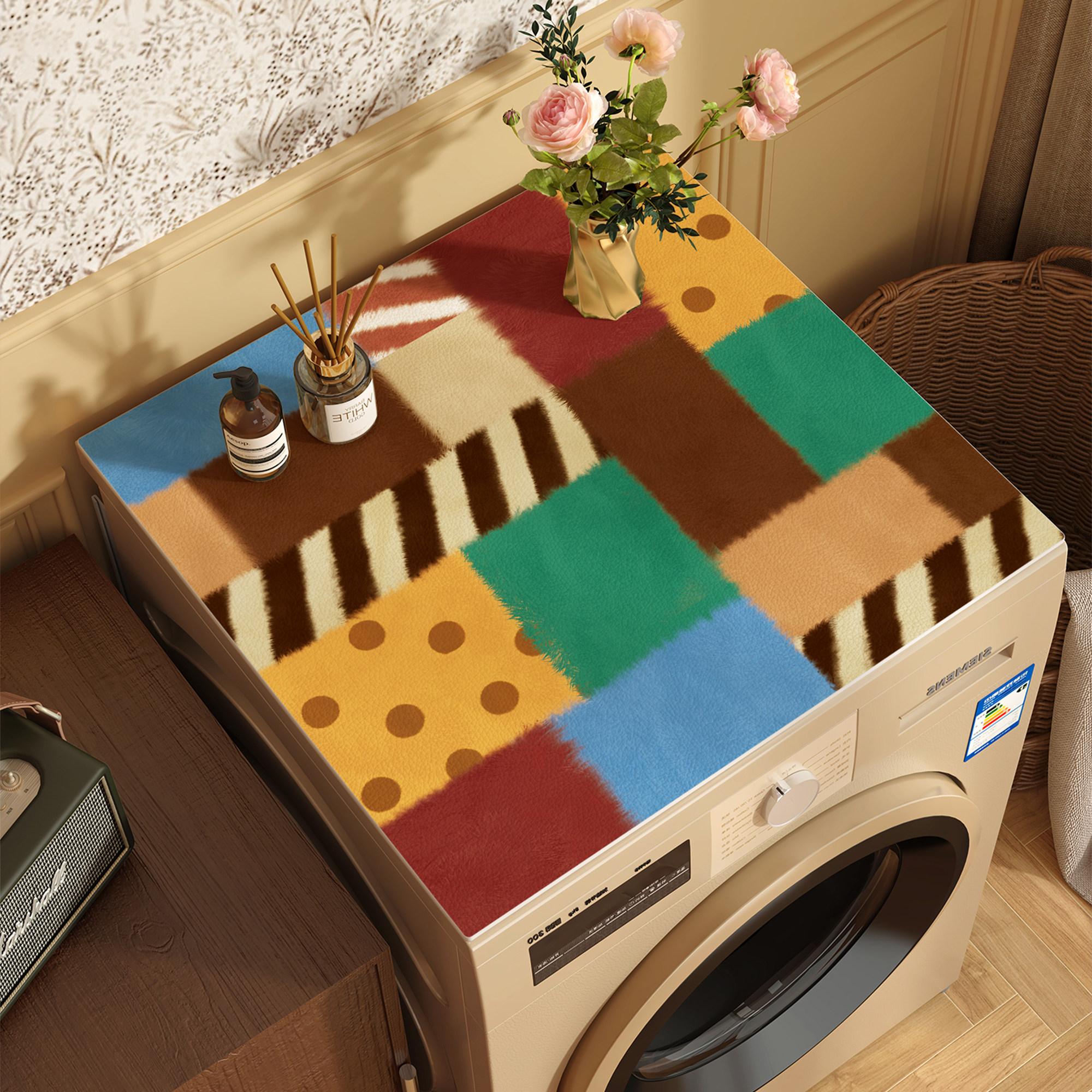 美式多巴胺洗衣机盖垫可擦免洗冰箱微波炉台面垫防尘垫床头柜垫子,居家布艺,万能盖巾,淘宝优惠券,粉丝福利购,淘宝优惠卷