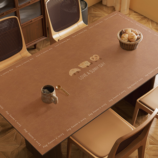简约现代复古餐桌垫长方形免洗防水防油皮革防烫桌布隔热茶几台布