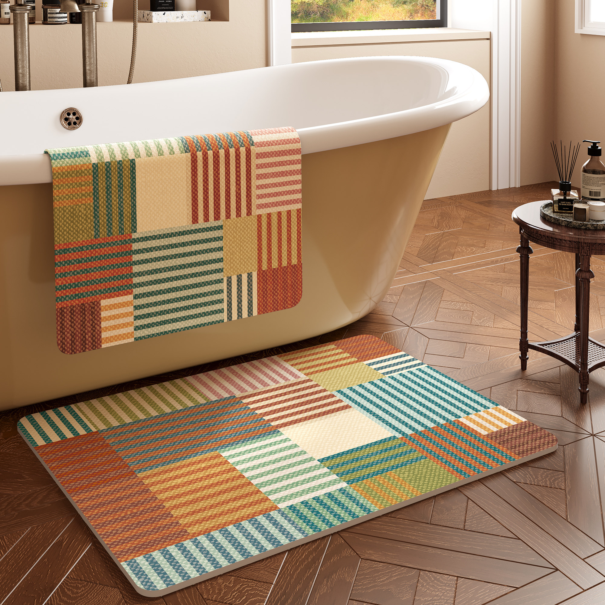 美式卫生间浴室硅藻泥吸水地垫洗手间厕所防滑地毯轻奢高级感垫子,居家布艺,家用脚垫,淘宝优惠券,粉丝福利购,淘宝优惠卷