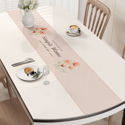 椭圆形餐桌垫轻奢高级感pvc软玻璃桌布防油防水防烫免洗茶几台垫