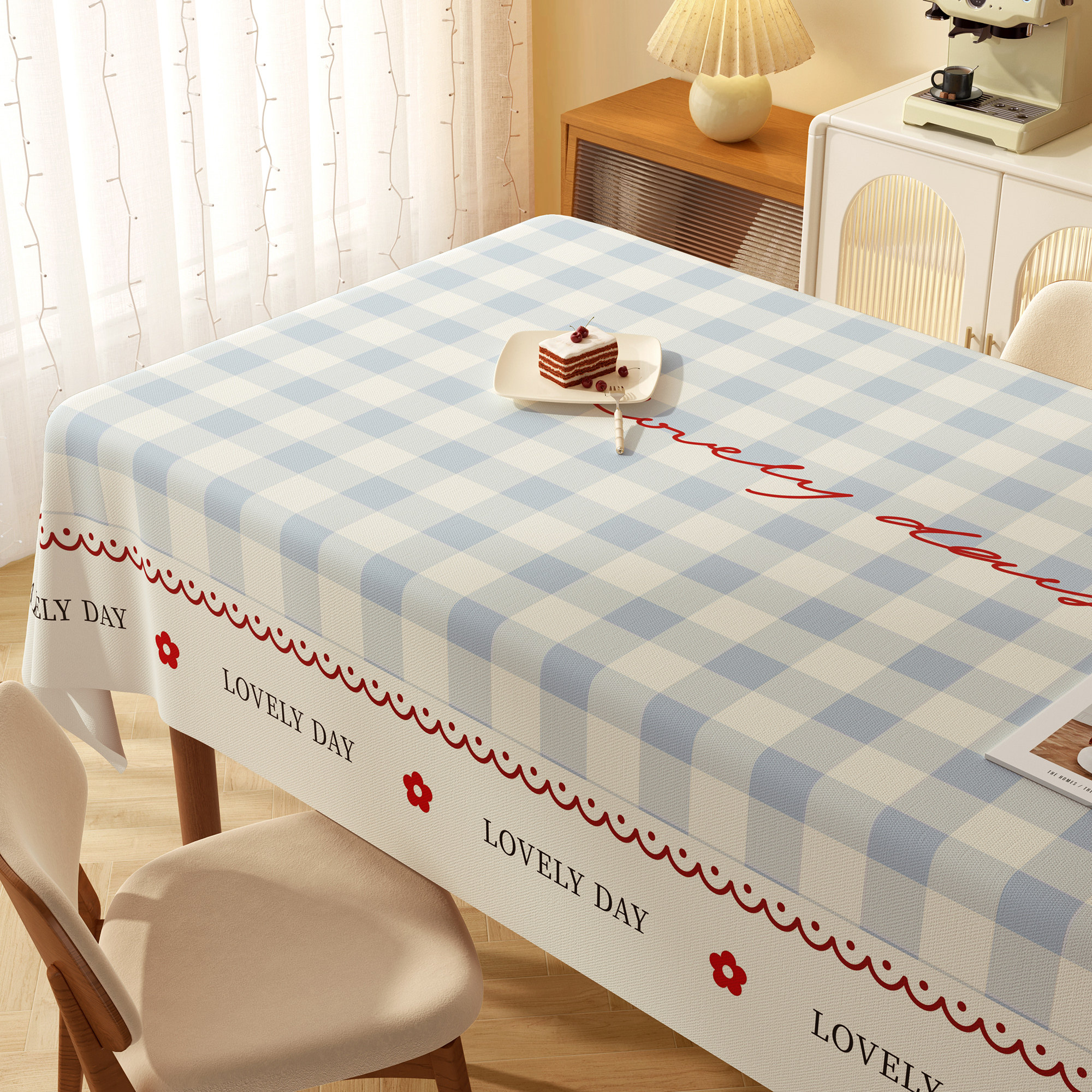 卡通桌布防水防油防烫免洗2025新款奶油风PVC方形台布格子餐桌布,居家布艺,桌布,淘宝优惠券,粉丝福利购,淘宝优惠卷