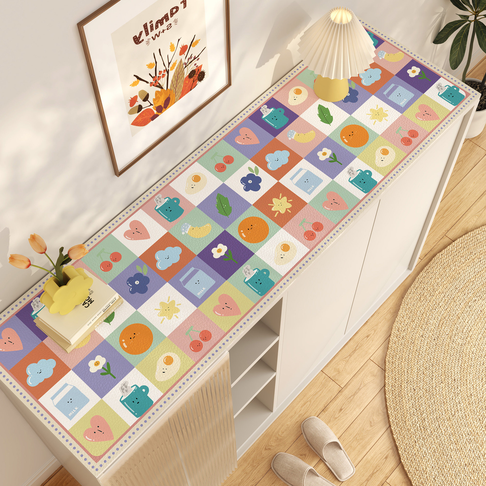 卡通餐边柜保护垫防水防脏家用鞋柜桌垫2025新款可裁剪电视柜桌布,居家布艺,桌布,淘宝优惠券,粉丝福利购,淘宝优惠卷