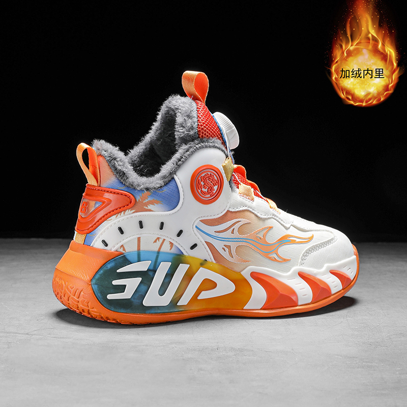 剑桥男童篮球鞋2025新款秋冬中大童跑步鞋二棉加绒迷彩儿童运动鞋