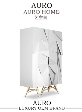 Rosalia轻奢实木酒柜靠墙客厅设计师展示柜高级感靠墙家用储物柜