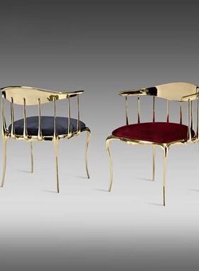 Bocadolobo高端设计纯铜餐椅豪宅客厅家用轻奢休闲椅靠背扶手椅子