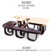 意式 轻奢实木茶几现代简约客厅家用茶台高级感设计创意组合咖啡桌