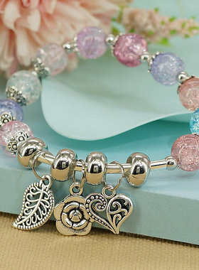 女韩版简约小清新爆花晶串珠手链