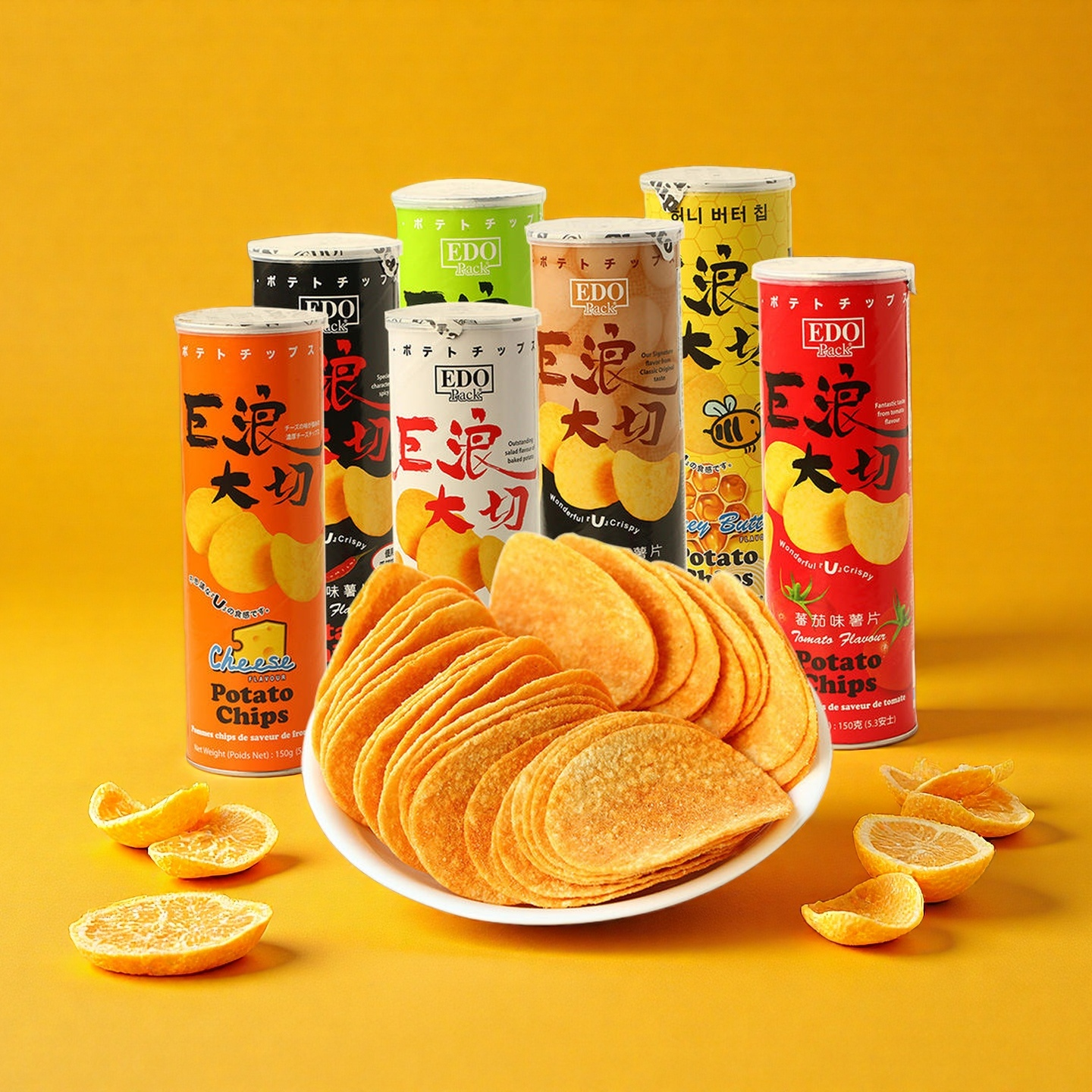 马来西亚EDOPACK巨浪大切薯片进口膨化薯片办公休闲零食150g/罐装