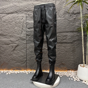 外卖骑手防风防水保暖裤 加绒加厚宽松机车骑行抗寒哈伦裤 冬季 皮裤