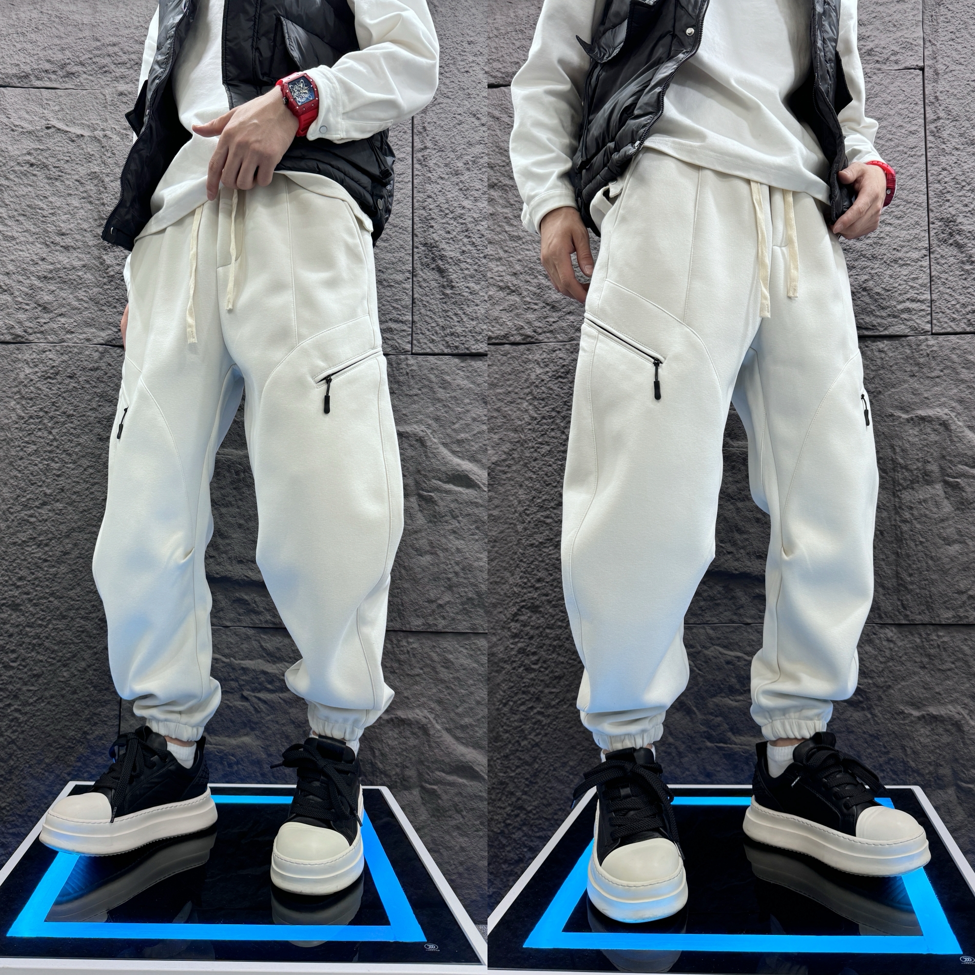 拉链口袋长裤宽松霸星潮休闲裤男