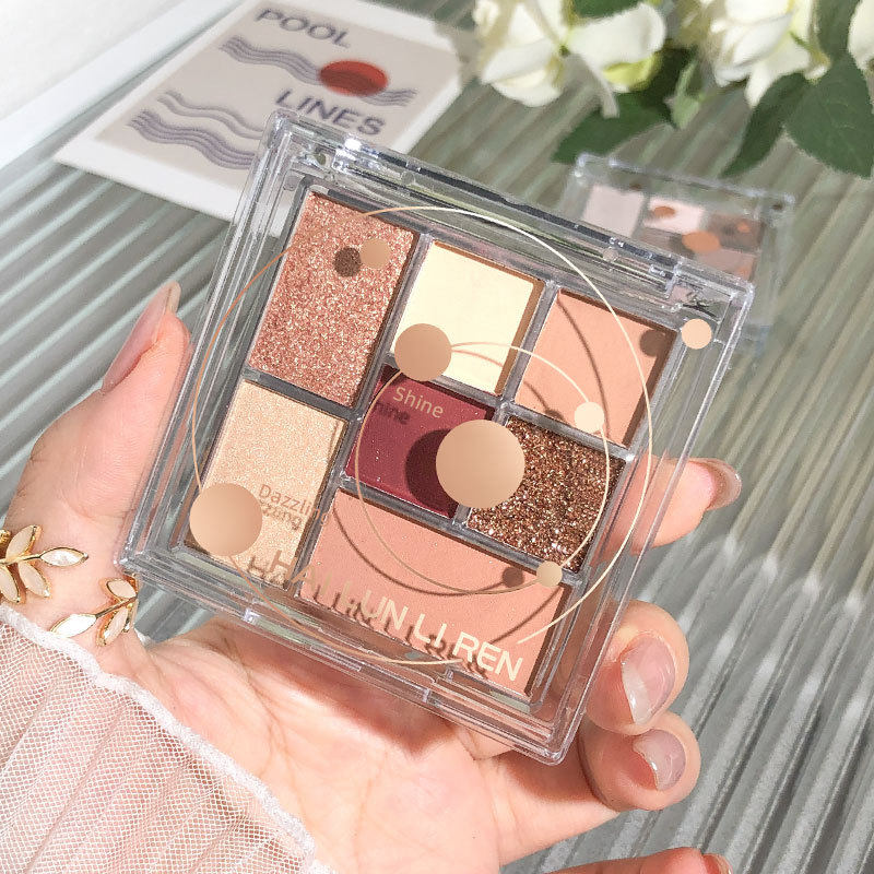 海伦丽人七色一盘多用眼影哑光珠光亮片土豆泥彩妆修容跨境眼影盘