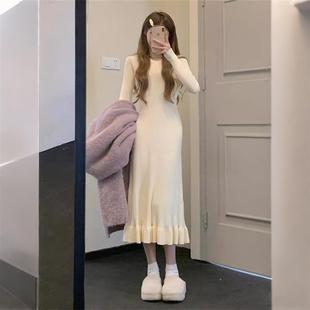 高级感超好看毛衣连衣裙女秋冬修身显瘦气质中长款针织打底鱼尾裙