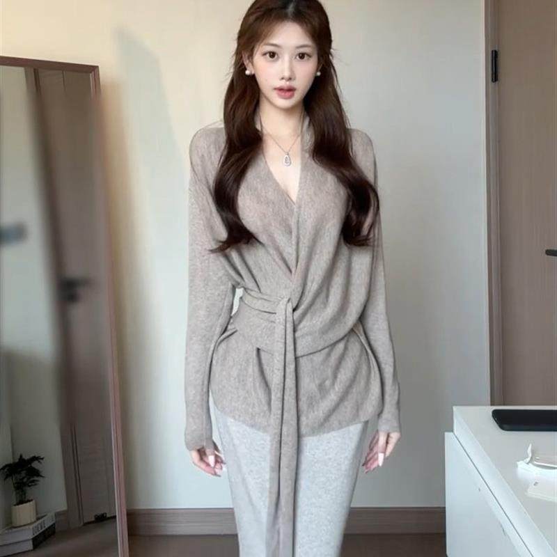 多种穿法法式交叉针织毛衣弹力百搭包臀鱼尾半身裙针织套装女秋冬,女装/女士精品,毛针织衫,淘宝优惠券,粉丝福利购,淘宝优惠卷