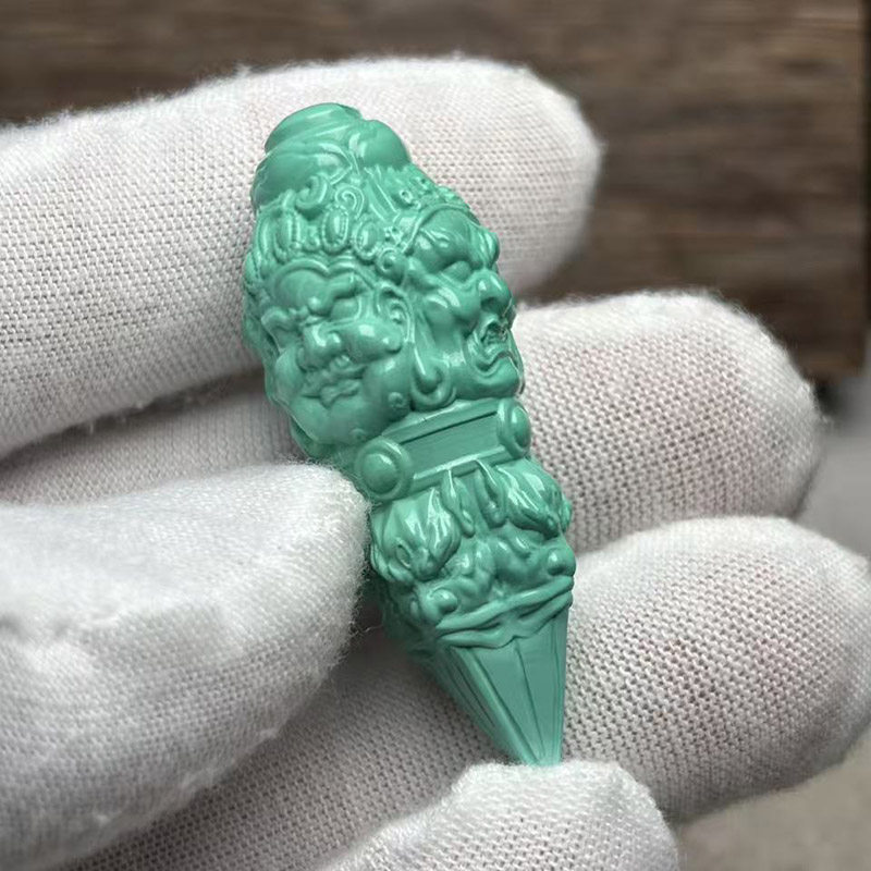 天然绿松石金刚杵吊坠挂件文玩松石配件降魔杵宝杵智杵现货