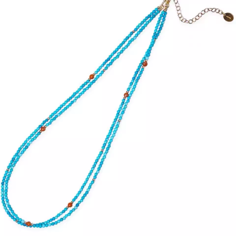 精美绿松石女生项链两圈米珠链