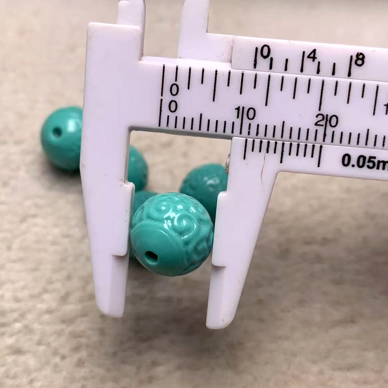绿松石回纹珠小散珠11mm单颗珠子文玩手串配珠DIY串珠10mm绿色