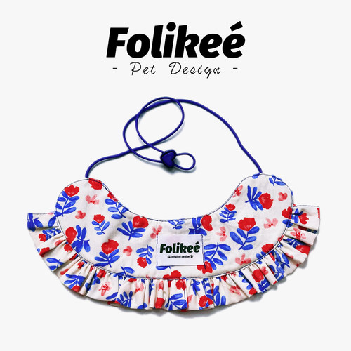 Folikee猫狗花边双面可戴围巾