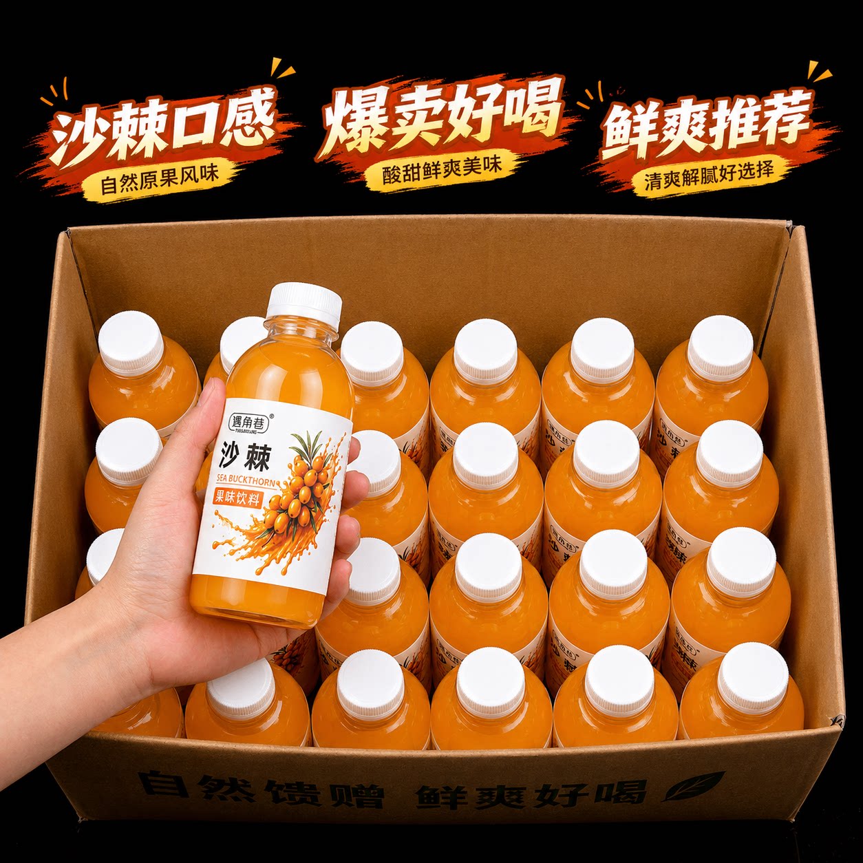 正宗沙棘汁饮料整箱309ml瓶装便携口感清爽夏季宴席聚餐外卖饮品