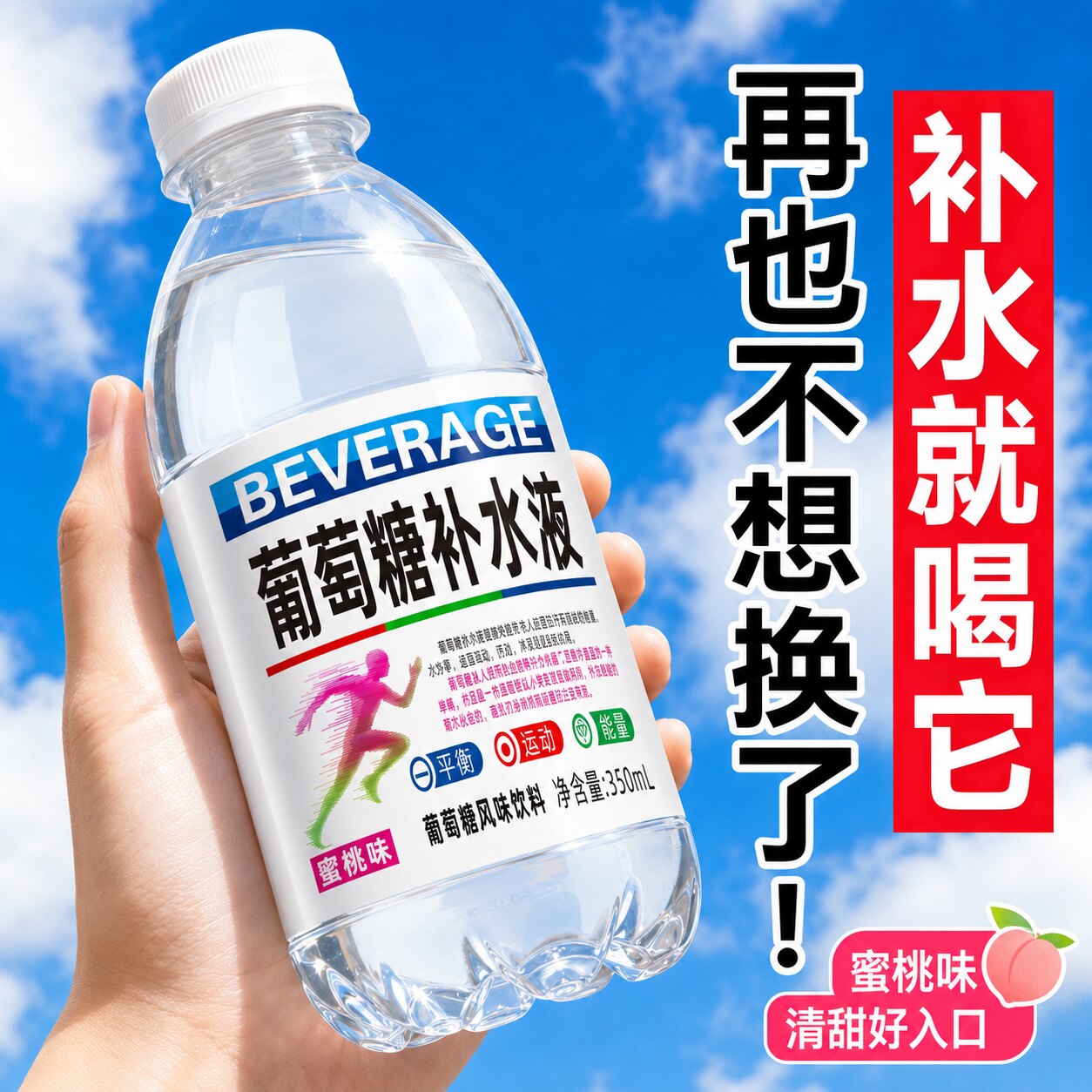 整箱促销款葡萄糖补水液补充体力350ml瓶装便携清爽解渴夏季实惠