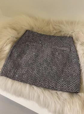 高级感网红小香风灰色半身裙女夏季新款高腰显瘦a字百搭包臀短裙