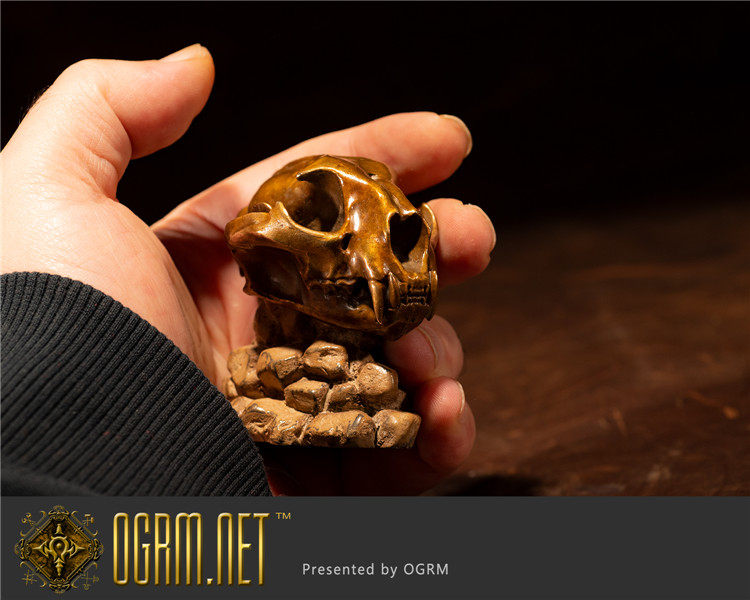 ogrm 奥格瑞玛 青铜《雪豹snow leopard》头骨 摆件