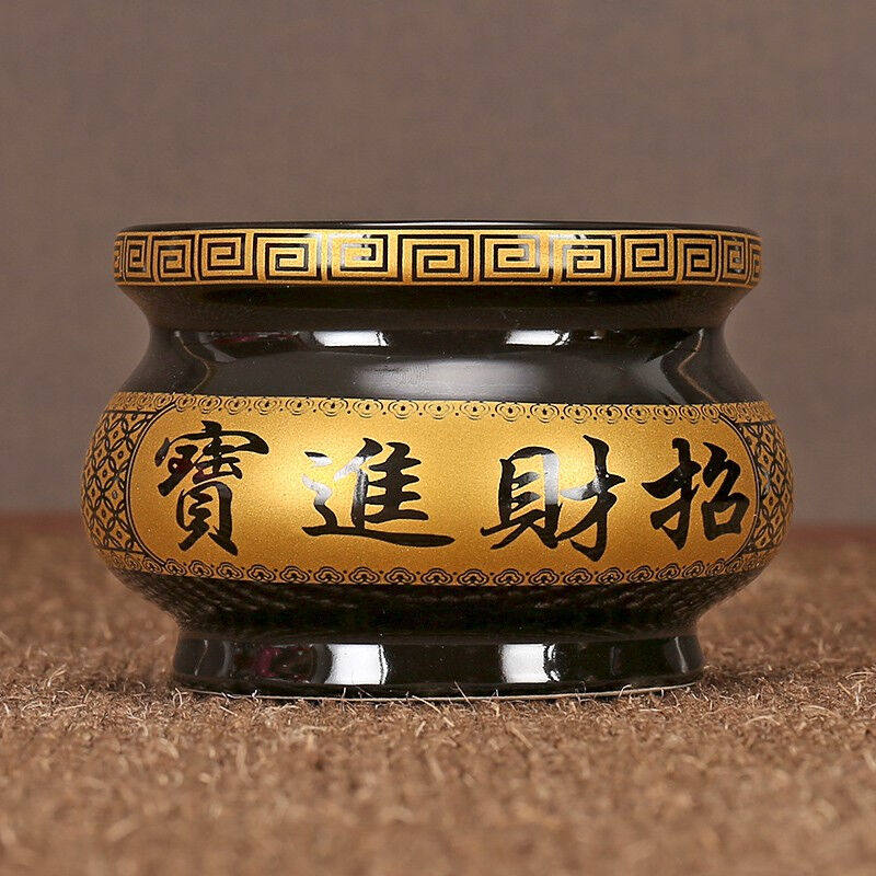 鑫大华威陶瓷香炉关公家用供佛室内小摆件用品神位香炉盘插香香炉