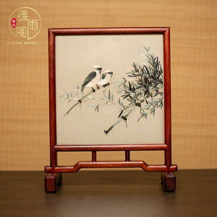 星雨阁刺绣摆件成品古典双面绣桌面台屏中式小屏风家居饰品礼品款