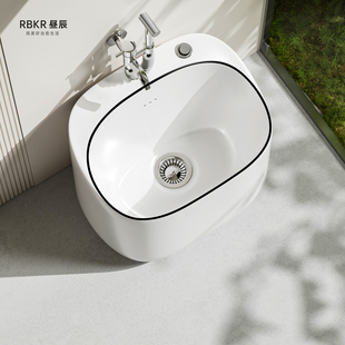 昼辰拖布池落地式墩布池壁挂家用拖帕池一体拖把地拖盆陶瓷洗脚盆