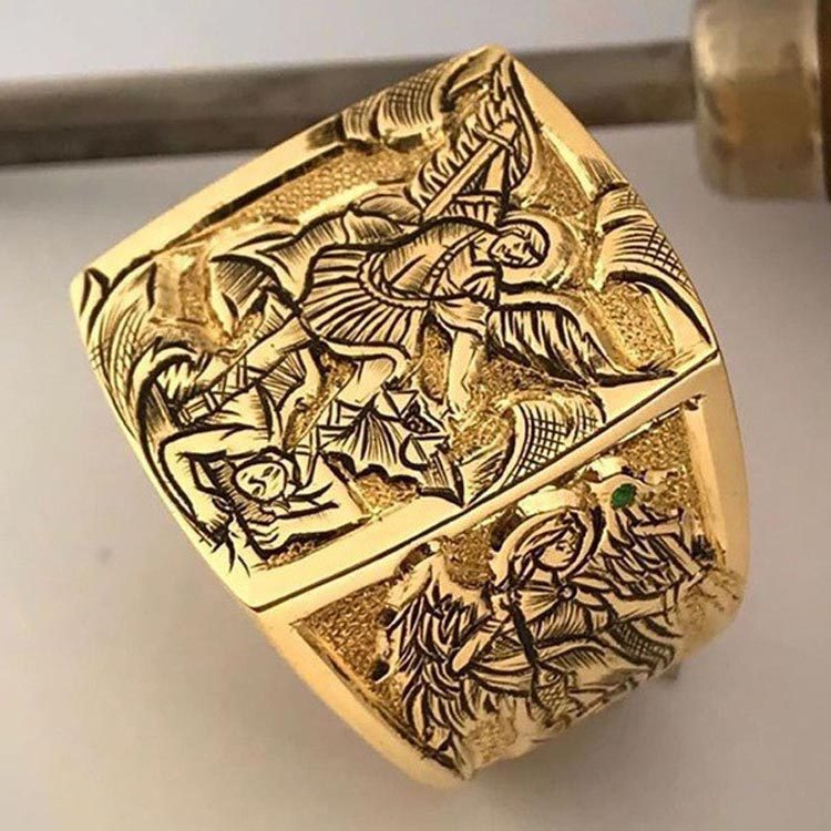 威娅饰品 金色欧美风古希腊神话传说纪念戒指 新款指环