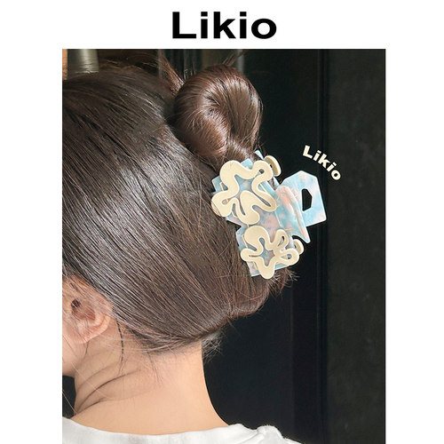 撞色花朵likio醋酸抓夹原创设计