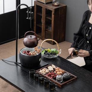 室内家用电烤火网红煮茶炉玻璃煮茶器全套配件 围炉煮茶壶悬挂中式