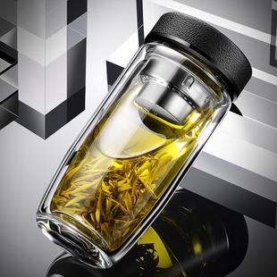 个人专用茶水分离隔热鹅蛋大容量家用杯双层泡茶杯 玻璃杯水杯男士