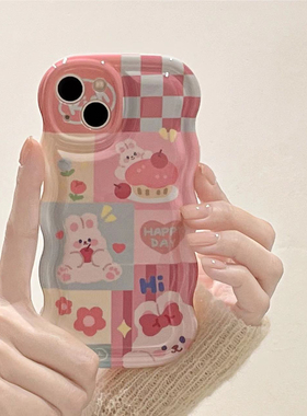 可爱甜品兔子适用于红米k70至尊版k50至尊新个性k80s女k30pro波浪边note12Pro全包防摔note11tpro创意note10