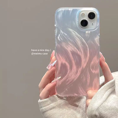 高级轻奢羽纱蓝粉渐变适用于oppo Findx8/x7/x2手机壳k11x女k7x全包k9羽纱K12活力版创意findx6pro小众k9s女