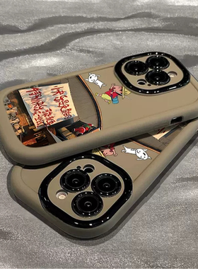 可爱快乐奔跑小新适用于oppofind x8pro/ultra手机壳x6全包findx3Lite/oppok7创意新款女款oppok12/11泡芙壳