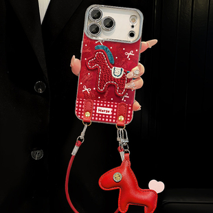 12手机壳neo7 neo6se全包z5 u3x新iqooneo11 z8x冰川IMD ZKA马年红色刺绣小马适用于vivo 9女z7 iqoo15pro