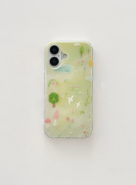 春日文艺小清新油画适用于一加ace5手机壳可爱1+13全包1+ace3V创意一加12/11小众保护壳一加ace2PRO白底IMD