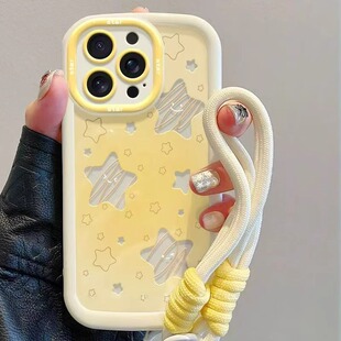 晕染黄色星星适用于oppo reno14Pro手机壳reno13全包reno9pro+/ 8防摔reno7女reno6/reno5/4se泡芙壳Reno