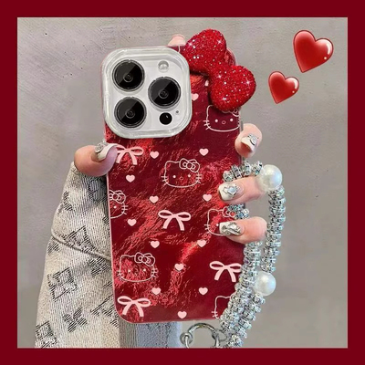 红底猫蝴蝶结小猫适用于vivo iqoo13pro/12s/11手机壳neo7羽纱neo6se全包z5/u3x新iqooneo10/8女z7x/z8x