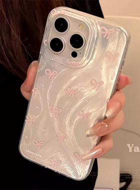粉色少女蝴蝶结波点适用于oppo A3pro/93s手机壳A2x/2m创意a57手机套a96全包A97/a11x羽纱A92透明a78女58x