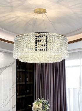 轻奢餐厅l客厅灯K9水晶埃及进口吊灯圆形fend吊灯F艺术字时尚简约