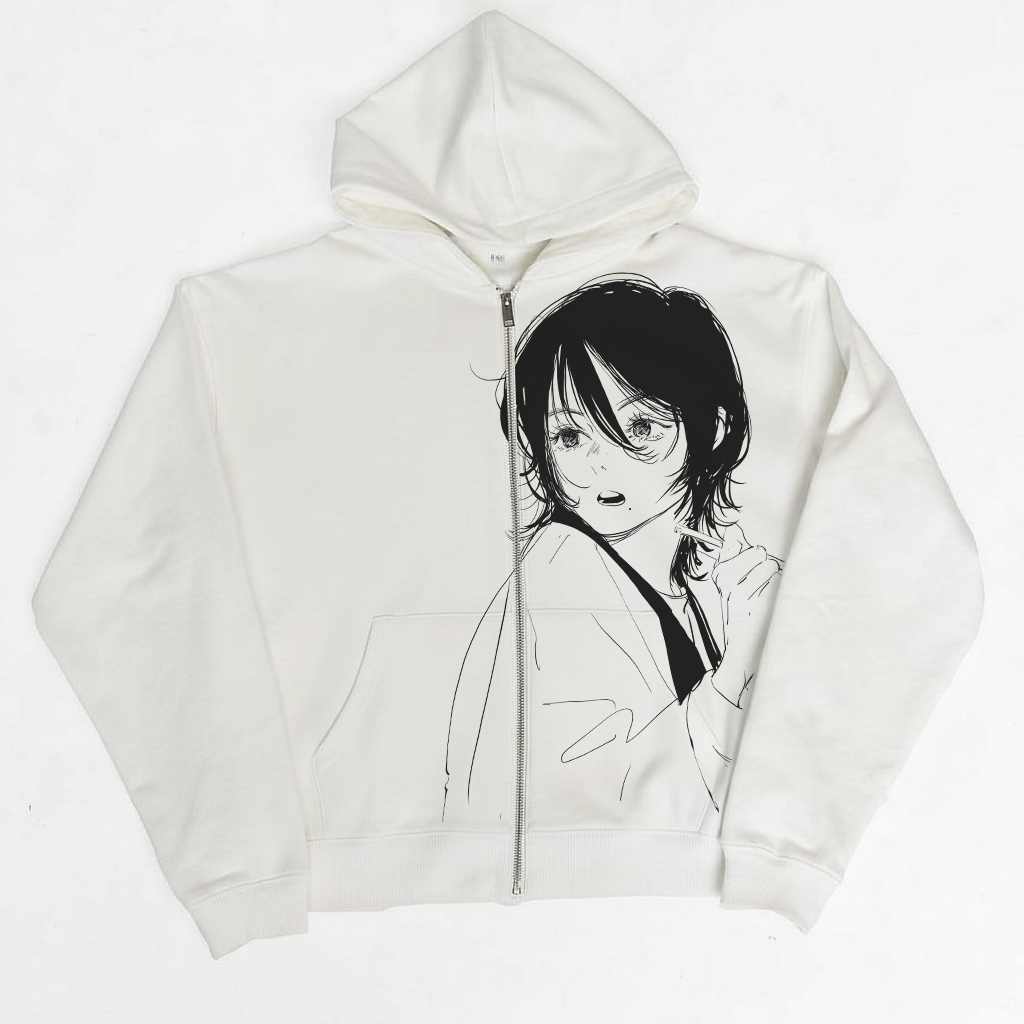 只为快乐 只做喜爱  LookBack暮然回首京本动漫线稿连帽秋冬开衫