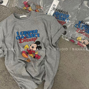 外贸清仓 T恤宽松上衣 品牌尾货捡漏纯棉高街趣味小众印花男女短袖