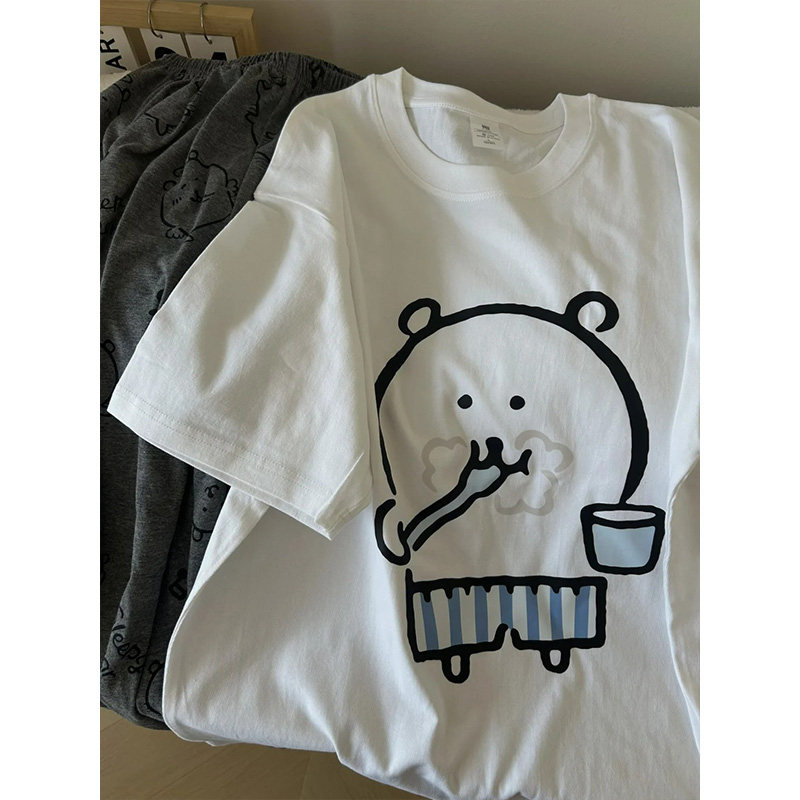 海外订单~清仓捡漏奥特莱斯外贸纯棉日系自嘲熊短袖T恤男女上衣服,女装/女士精品,时尚防晒服,淘宝优惠券,粉丝福利购,淘宝优惠卷