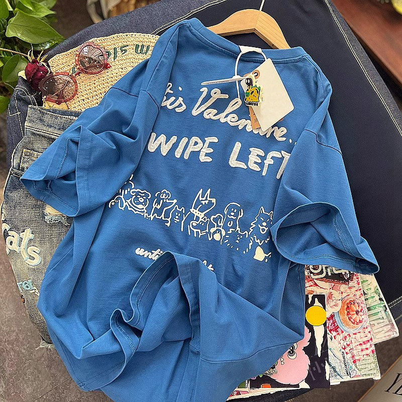 海外订单~清仓捡漏奥特莱斯外贸韩版纯棉字母印花男女短袖T恤上衣