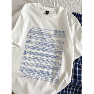 广州十三行外贸订单 T恤宽松上衣潮 纯棉港风百搭休闲印花男女短袖