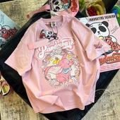 T恤上衣 纯棉卡通印花男女短袖 海外订单 清仓捡漏奥特莱斯外贸韩版