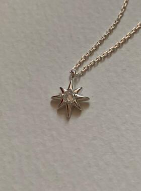 日系设计师topwhit 925银八芒星锆石项链简约气质ins项链