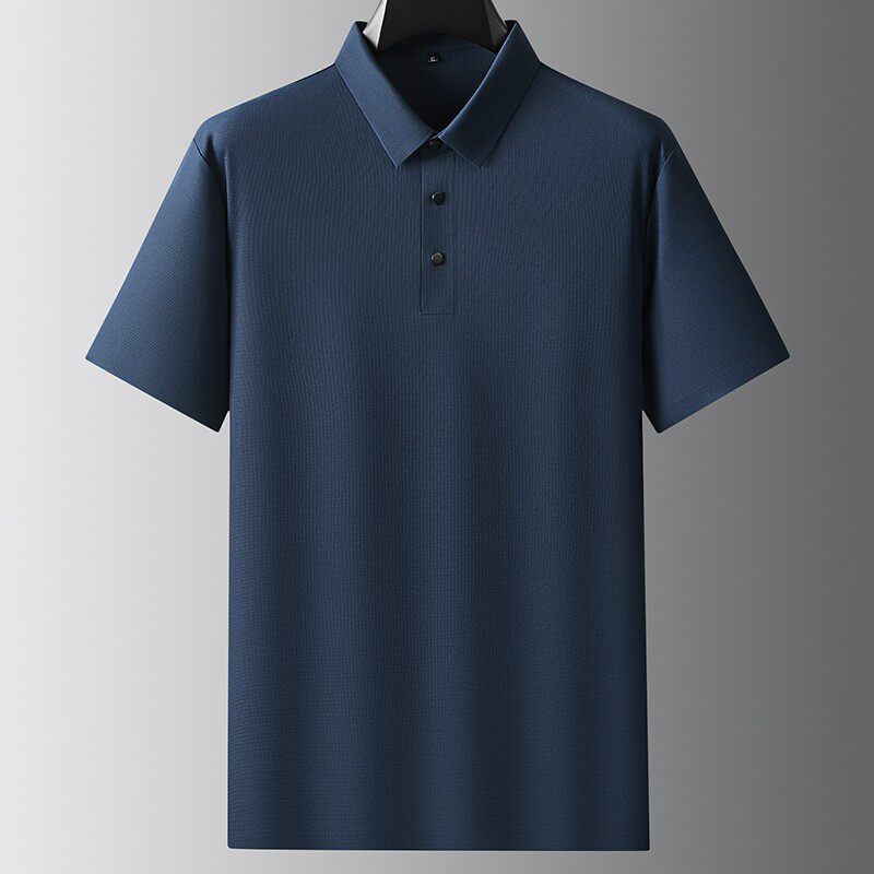 加肥加大码空气格冰丝polo衫男短袖夏季宽松商务翻领T恤胖子半袖